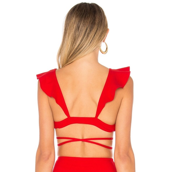 Lovers and Friends red ruffle wrap top - Picture 4 of 7